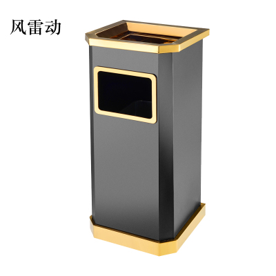 风雷动不锈钢垃圾桶烟蒂柱灭烟桶带烟灰缸室外电梯口立式钛金靠墙氏侧开口