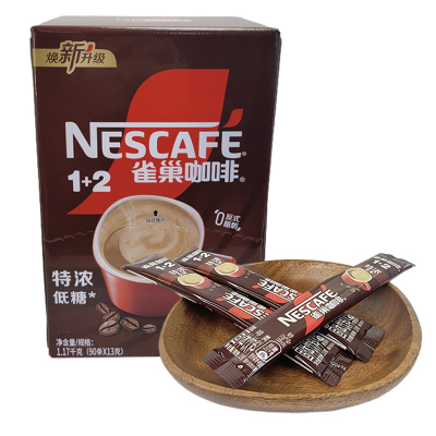 Nescafe雀巢速溶1+2特浓低糖咖啡易享盒装1170g(90条*13g)