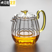 三维工匠耐热玻璃茶壶加厚耐热花茶壶单壶可加热煮茶壶家用功夫茶具泡茶壶 晶彩握把花瓣壶
