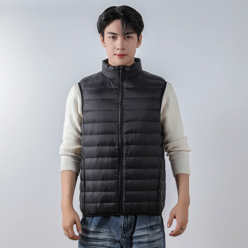 新男式90绒新款男装立领马甲白鸭绒轻薄羽绒服背心大码外套