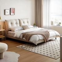 全友家居现代简约主卧布艺床分区软靠双人床科技布软床