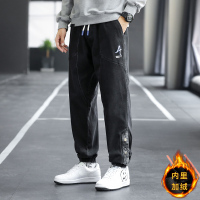 牛仔裤男秋冬季复古宽松工装裤子潮流大码男装束脚休闲裤男