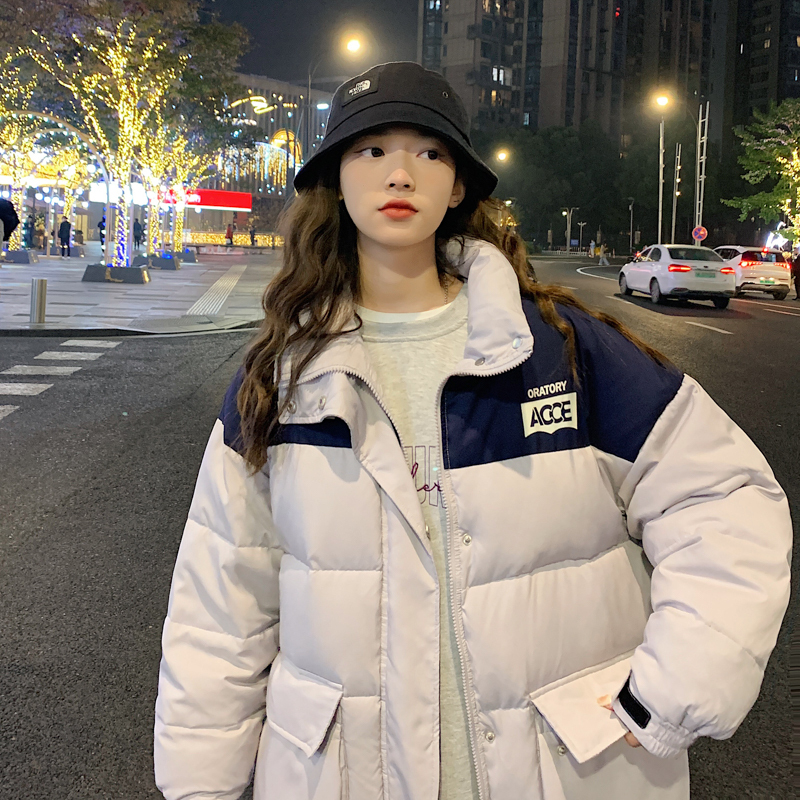 [8.5折价305.9元叠加优惠券]唐狮羽绒服女冬季新款立领短款拼色羽绒服保暖厚外套潮