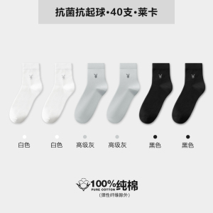 花花公子袜子男士纯棉全棉夏季薄款防臭吸汗透气男式中筒商务男款