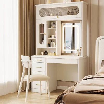 青木川 简约现代实木梳妆台书桌二合一体电脑桌1.2米小户型主卧室房间家用镜子可以隐藏化妆桌写字桌
