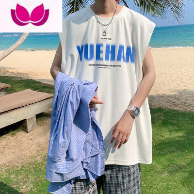 七斓美式潮牌背心男无袖t恤克莱因蓝夏季运动休闲ins高级感复古上衣服