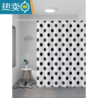 敬平浴帘套装免打孔防水布淋浴帘子洗澡浴室卫生间挡水隔断帘挂帘