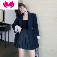 七斓时尚职业西装套装裙女2023新款小个子轻熟风气质百褶裙套