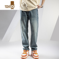 YANXUSD美式复古牛仔裤男宽松直筒水洗做旧2023薄款长裤子潮牌阔腿