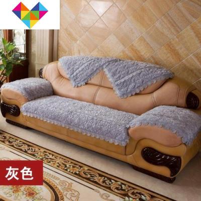 。冬季加厚毛绒沙发垫皮沙发罩防滑二连三人实木纱发珊瑚绒坐单个玫瑰绒（紫罗兰）110*210cm御蓝锦