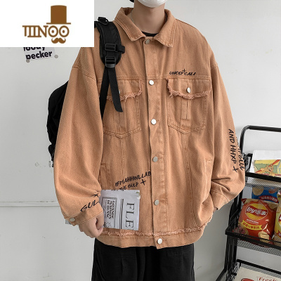 YANXU牛仔外套男士日系潮牌复古宽松休闲上衣青少年感痞帅工装夹克