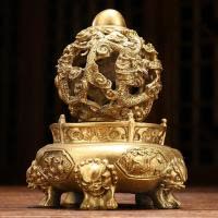 美帮汇铜龙转乾坤鼎摆件 九龙戏珠办公室摆件