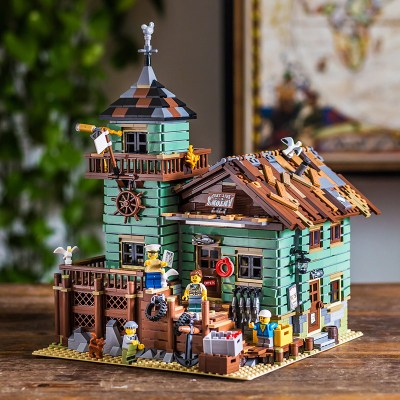 兼容樂高积木房子别墅街景系列渔夫小屋灯光防尘罩女孩拼装玩具普通版渔夫小屋