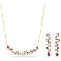 Swarovski女项链黄铜材质耳环彩色宝石首饰套装宴会日常