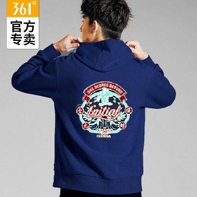 361度男装运动卫衣2021年春季新款男士连帽套头衫潮时尚印花上衣