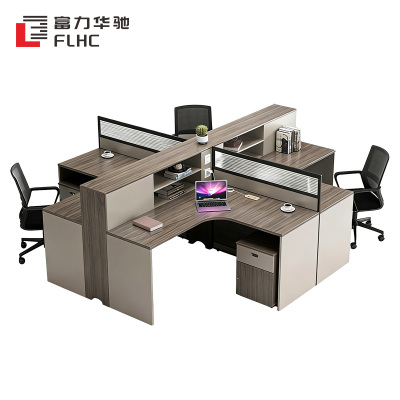 富力华驰 屏风工位 四人位+柜子 张
