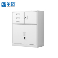 尔迈 文件柜铁皮柜办公柜钢制资料柜储物柜带锁钢制档案柜 偏三斗下节