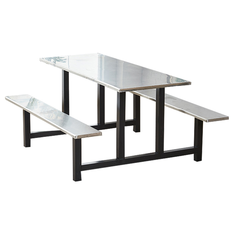 DXBG学校食堂不锈钢餐桌椅4人6人12人位工厂员工饭堂连体快餐桌椅组合6人位(黑色支架款)