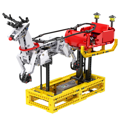 汇奇宝圣诞树系列创意旋转小屋花环女孩男孩高难度成人玩具积木模型6-14岁雪橇驯鹿-电动款788颗粒-