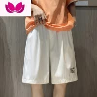 七斓冰丝休闲短裤男潮流宽松ins直筒阔腿五分裤港风夏季百搭简约中裤