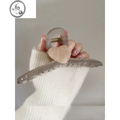 JiMi大号抓夹女2023新款爱心发夹后脑勺盘发鲨鱼夹韩国网红ins发抓