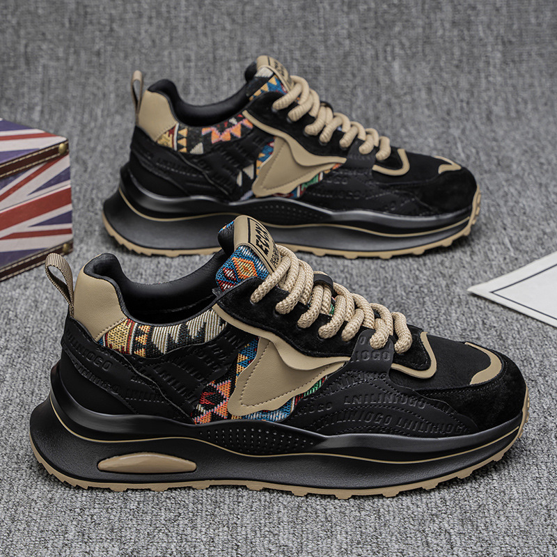 春季新款男鞋厚底增高老爹鞋耐磨运动板鞋子男款时尚休闲潮鞋