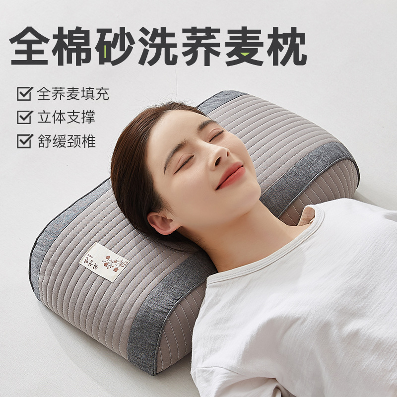 全棉荞麦枕头枕芯护颈椎一对二装家用助睡眠男专用成人小整头皮壳