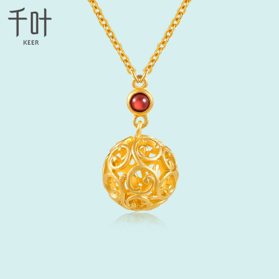 千叶珠宝首饰黄金项链黄金吊坠古法黄金足金扶摇2-红