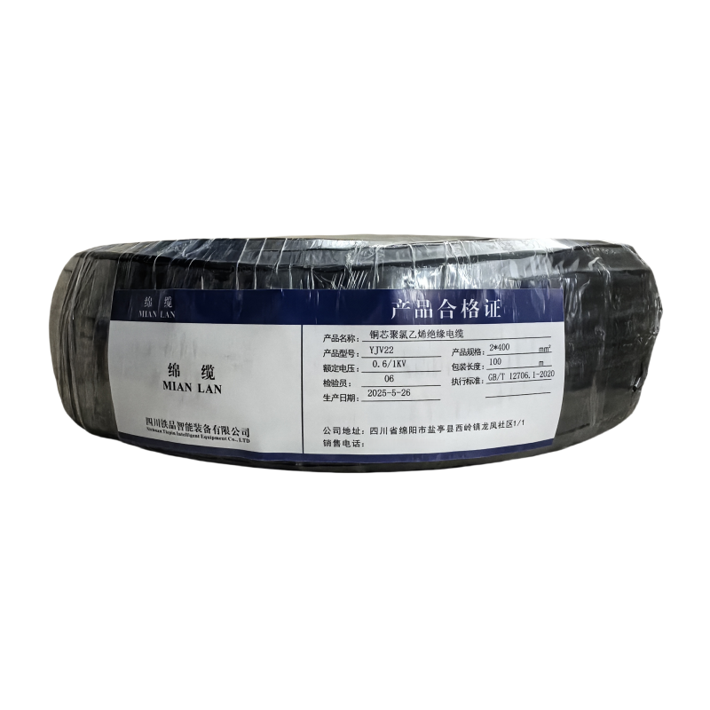 绵缆 铜芯聚氯乙烯绝缘电缆 YJV22-0.6/1kV-2*400 米