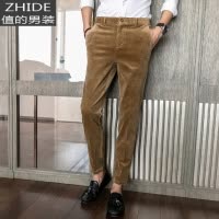 SUNTEK春秋季厚款男士休闲裤条绒西裤潮商务西装裤灯芯绒裤子男韩版修身西裤