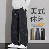 男装新款美式休闲裤男春秋季新款宽松直筒阔腿痞帅青少年男士卫裤