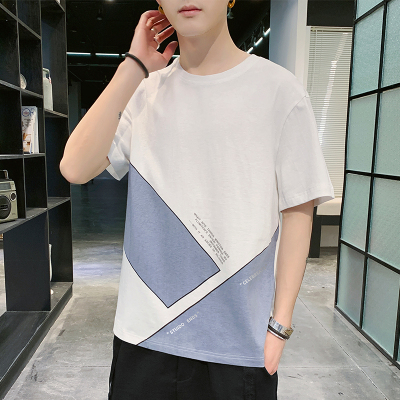 蓝缕金(LANLVJIN)t恤男短袖夏季100纯棉冰感半袖男士打底衫圆领上衣潮牌体恤衫2021新款潮流ins时尚百搭男装