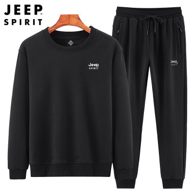 JEEP SPIRIT吉普卫衣男士套装秋冬季新款加绒百搭小脚长裤
