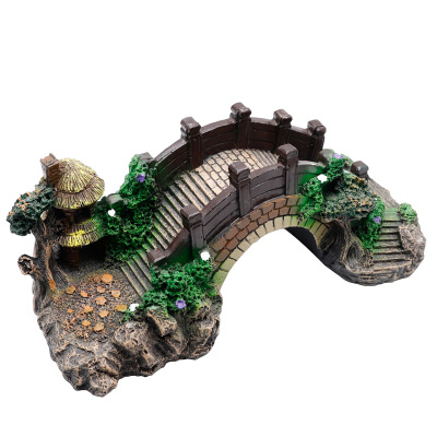 鱼缸造景石水族箱装饰假山造景石躲避屋仿真大拱桥摆件水景套餐