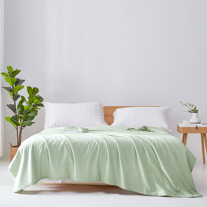 梦洁家纺tg抗菌可水洗纯蚕丝夏凉被单人空调夏被 挽风清竹(绿) 150*200CM