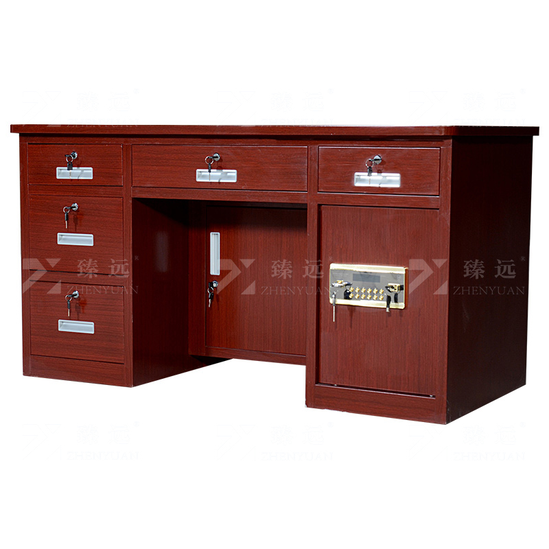 臻远 BXZ-22 钢制保险桌可投币收银财务桌1.4m木纹五斗电子锁