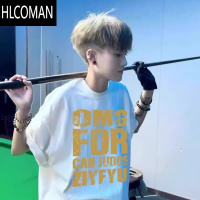 HLCOMAN潮牌高街美式复古短袖2025夏季男款新款潮流百搭宽松T恤上衣ins