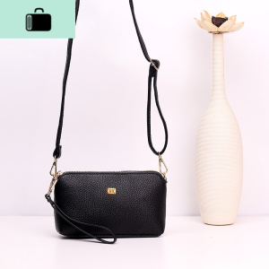 夏季斜挎包女包2020新款时尚中年妈妈软皮牛皮手拿单肩背包小包包NEW LAKE 黑色女斜挎包 黑色