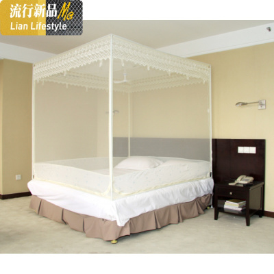 蚊帐三开拉链坐床式方顶单层防蚊1.5米回底1.8m床家用 三维工匠