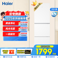 海尔(Haier) 251升 风冷无霜 一级变频 健康保鲜冰箱BCD-251WGHC3E7WV