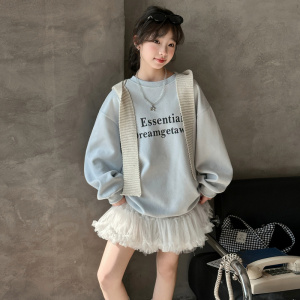 女童卫衣春秋款2026新款女大童披肩上衣初中生儿童春装洋气衣服潮