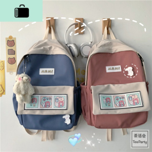 茶话会ins学院风学生双肩包女ulzzang古着感软妹少女书包旅行背包NEW LAKE