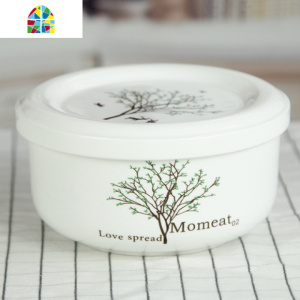 泡面碗带盖陶瓷大号韩式微波炉碗饭盒带盖子便当盒学生食堂 FENGHOU 大号手机男(瓷盖)