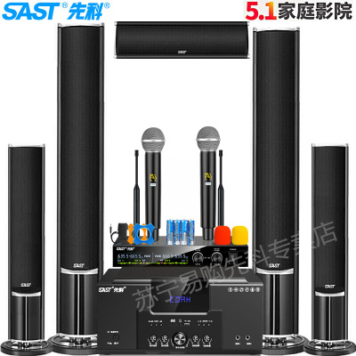 先科(SAST)A16套装家庭影院 5.1声道立柱影院家庭KTV音响套装客厅电视卡拉OK家用音响(标配+无线麦克风套装)