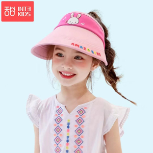 甜甜仔儿童空顶遮阳帽夏季女童太阳帽宝宝防晒男童遮阳帽空顶沙滩防紫外线凉帽