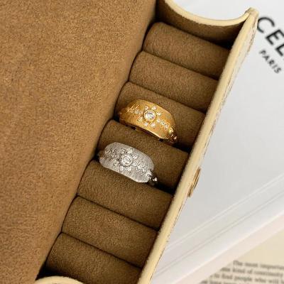 复古中古拉丝工艺轻奢高级感盾牌尾戒精致太阳锆石戒指女开口新品送女朋友老婆情人节七夕生日礼物