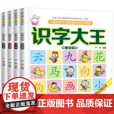 识字书幼儿认字 识字大王全套4册 幼儿启蒙早教书识字 幼儿园认字神器 学前儿童宝宝看图识字绘本3-4-5-6岁幼小衔接识