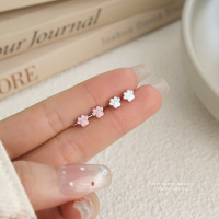 童趣可爱猫爪耳钉女s999纯银小巧迷你小清新足银滴胶珐琅爪子耳饰送女朋友老婆情人节七夕生日礼物