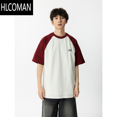 HLCOMANYOKE STUDIO 230g美式复古撞色拼接短袖T恤男cityboy夏季宽松tee