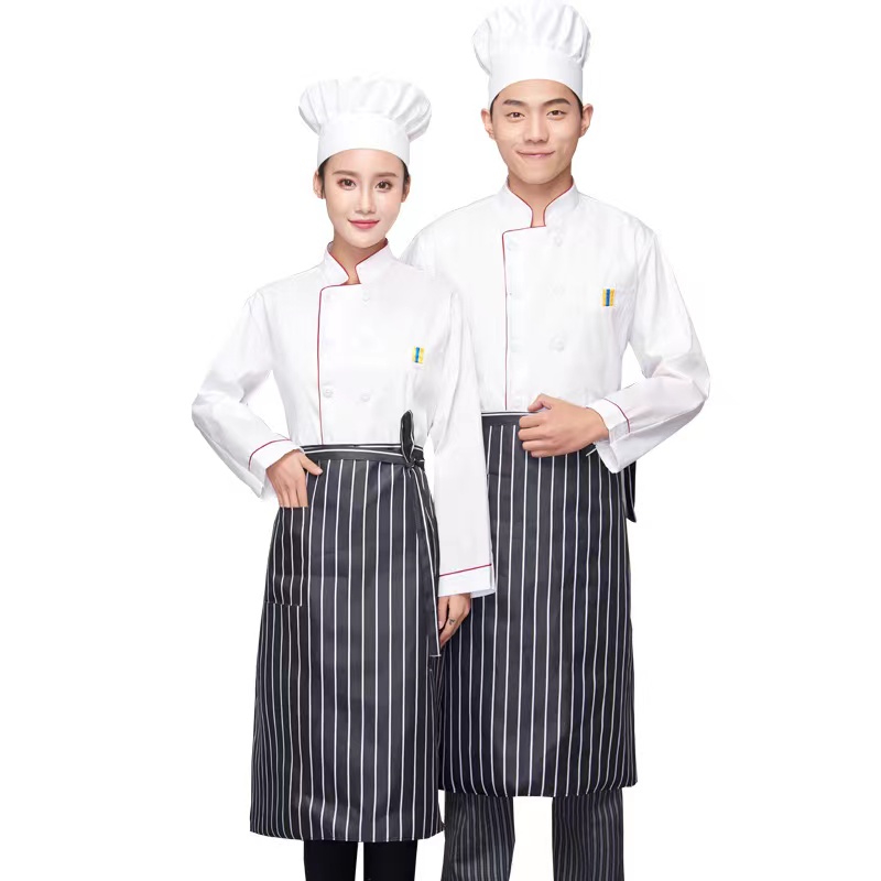 邦能之星餐饮厨师工作服长袖秋冬季厨房服装男女款白色食堂烘培蛋糕N312147